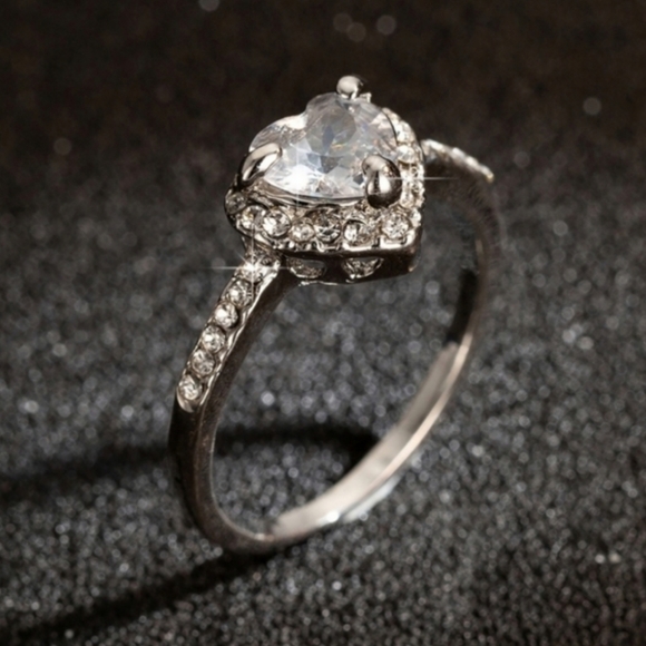 Cubic Zirconia Heart Ring - Picture 2 of 5